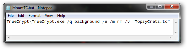 Создание MountTC.bat на флешке