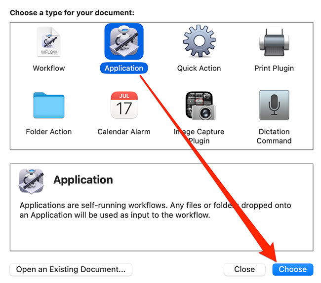 Выберите тип документа Приложение и нажмите Выбрать