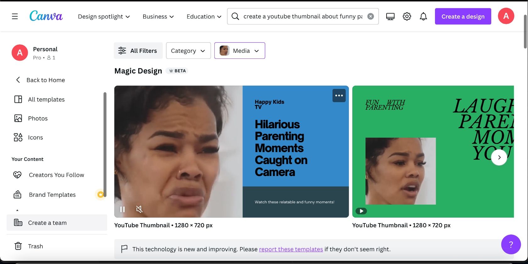 Видео с забавными моментами воспитания, созданное с помощью Magic Design в Canva