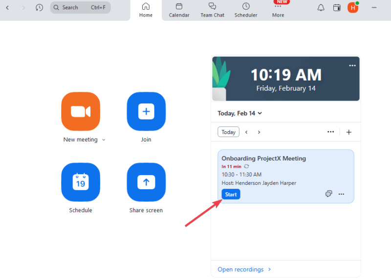 Запуск повторяющейся встречи в Zoom