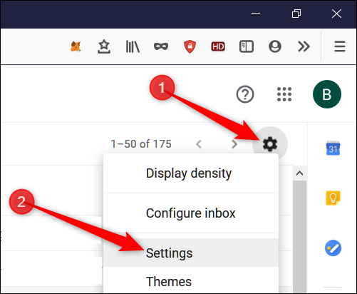 Нажмите значок шестерёнки и выберите «Настройки».