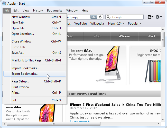 Safari на Windows — экспорт данных и замена