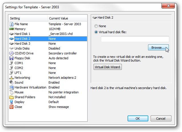 Подключение второго VHD к виртуальной машине