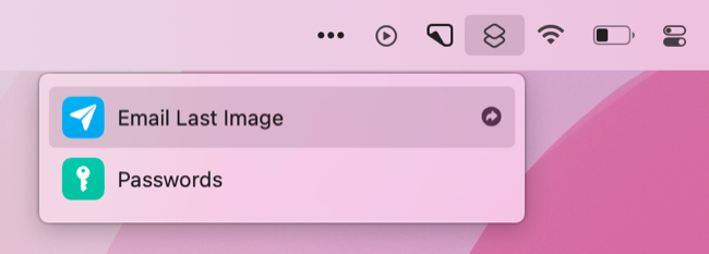 Сокращение закреплено и отображается в меню