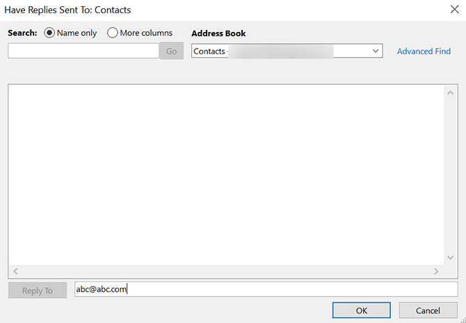 Выбрать или ввести адрес для ответов