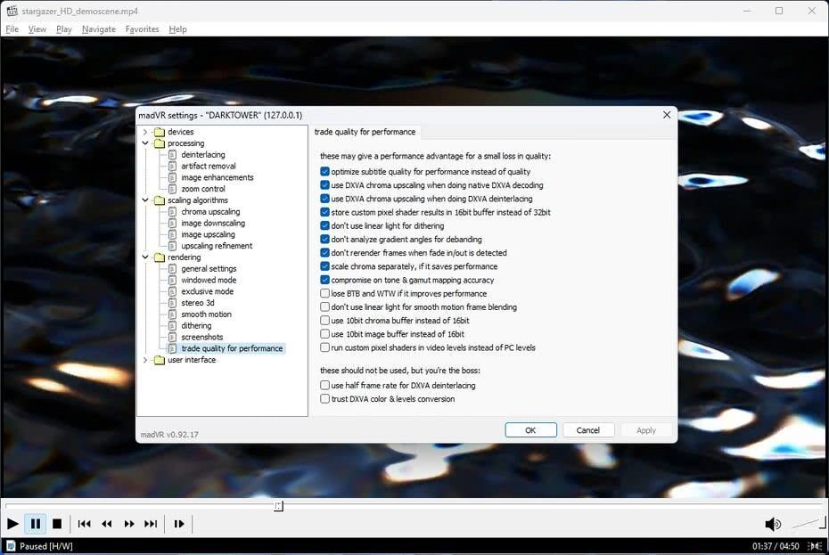MadVR Quality Or Performance