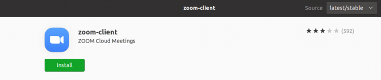 Установка zoom-client через Ubuntu Software