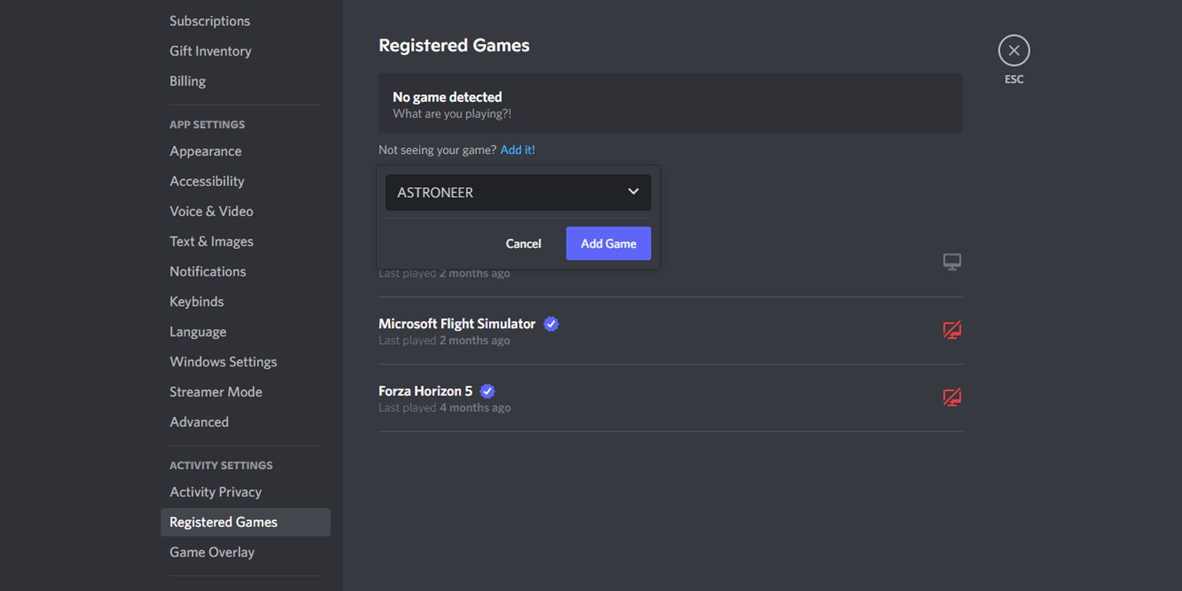 Добавление игры вручную в Discord