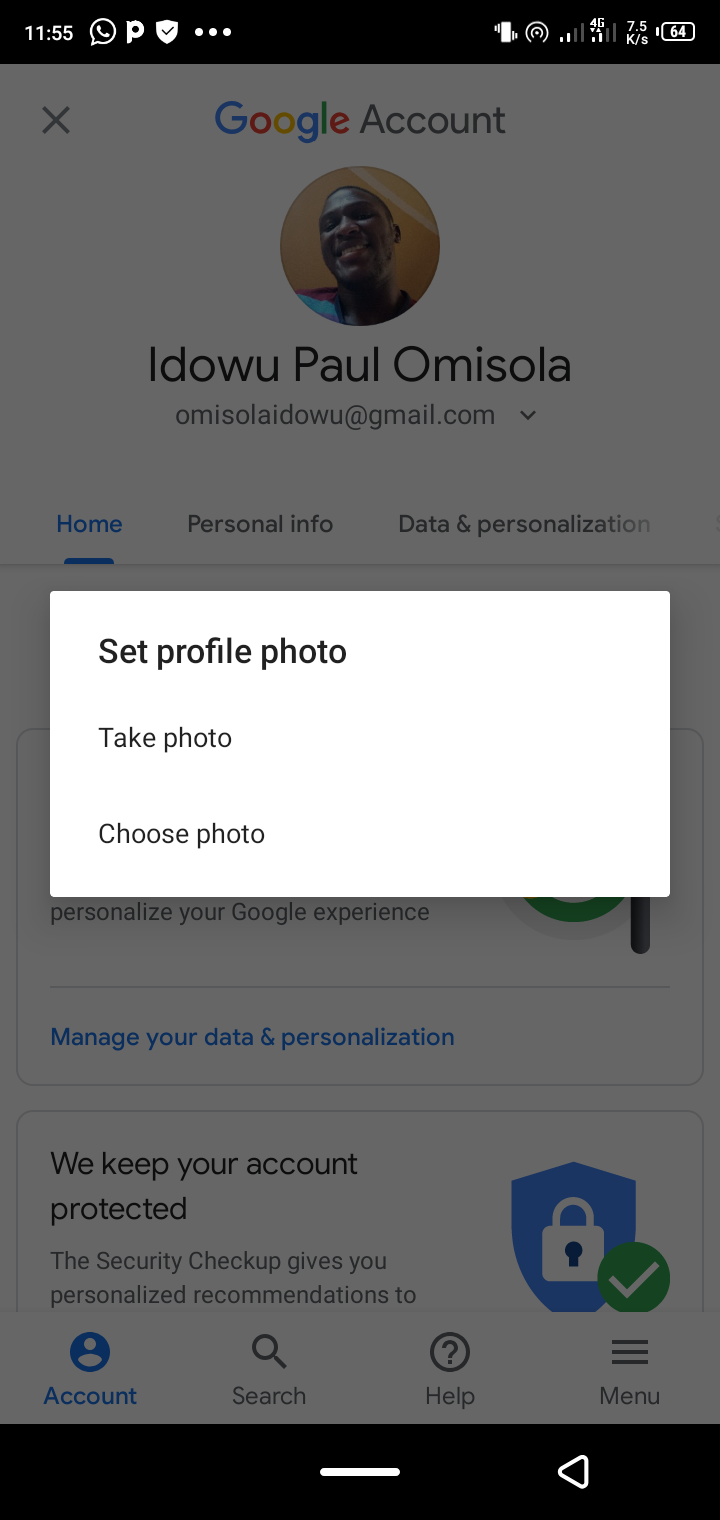 Выберите фото или сделайте снимок в мобильном Gmail