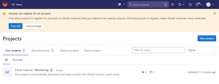 Панель управления GitLab