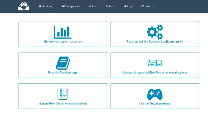 Веб‑интерфейс Recalbox для управления ROM