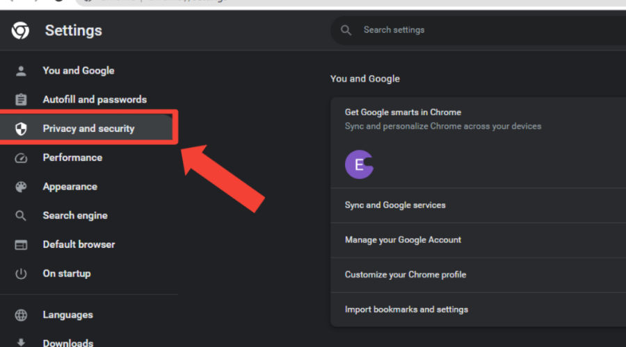 Раздел Конфиденциальность и безопасность в браузере
