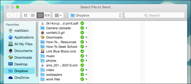 Окно Bluetooth File Exchange при выборе файлов для отправки