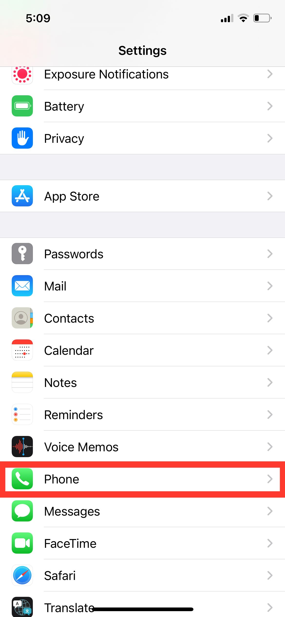 Настройки iPhone раздел Телефон
