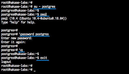 Установка пароля для роли postgres в psql