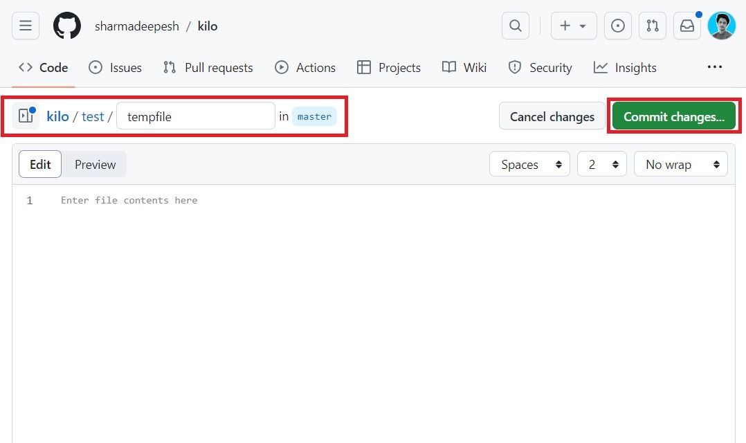 Добавление имени папки и файла в GitHub