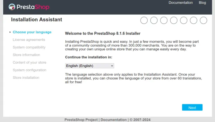 Выбор языка установки