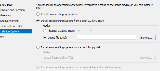 Окно выбора файла ISO Ubuntu в Hyper-V