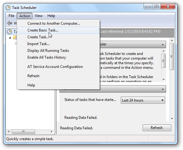 Мастер создания простой задачи в Планировщике задач Windows