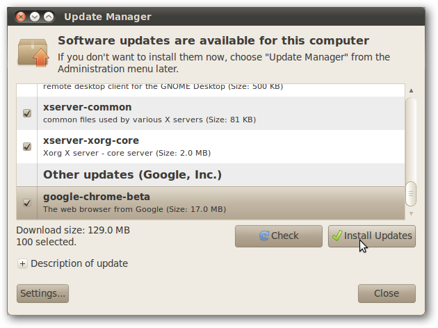 Уведомление об обновлениях в Ubuntu