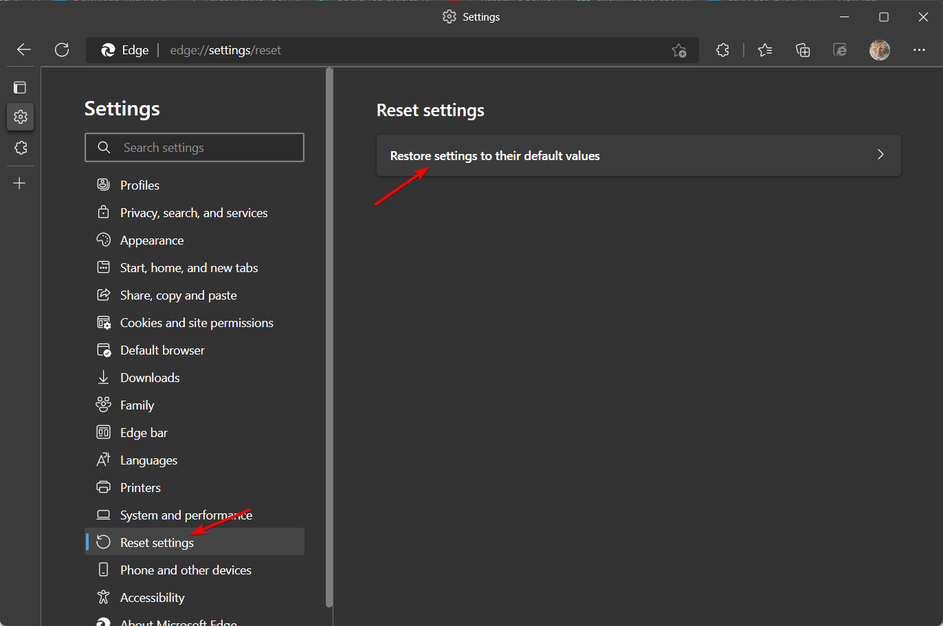 reset-edge an add on for this website failed to run