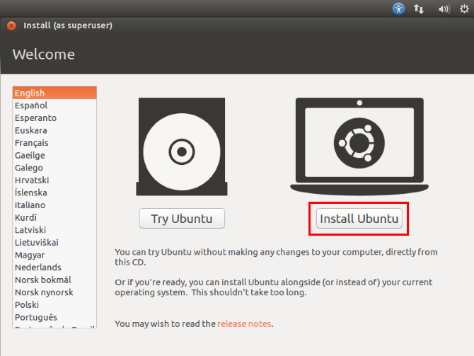 Экран установки Ubuntu в VirtualBox