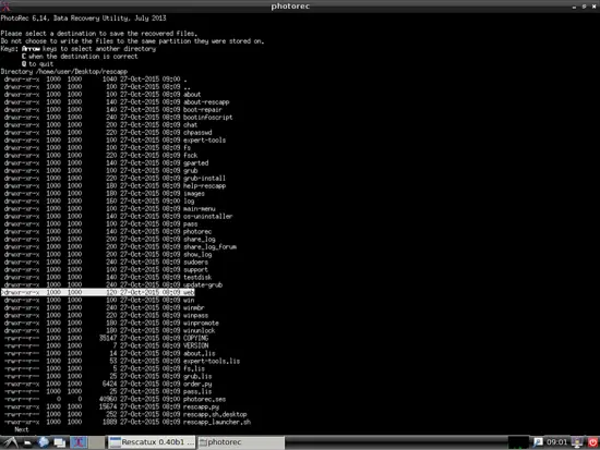 Процесс сканирования PhotoRec