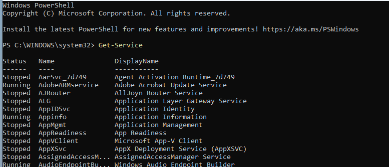PowerShell: запуск и параметры сервиса