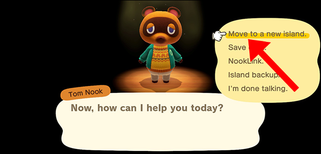 Меню перемещения жителя Animal Crossing