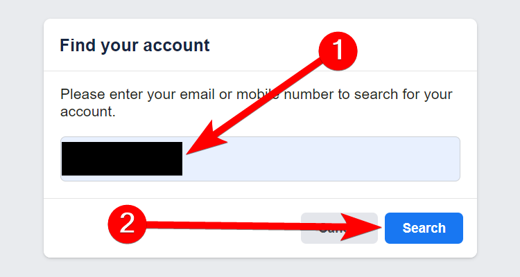 Поиск аккаунта по e‑mail или имени на Facebook.