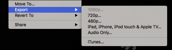 Окно прогресса экспорта в QuickTime