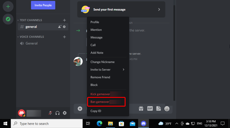 Как забанить пользователя в Discord