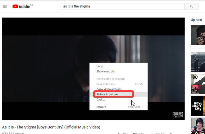 Окно воспроизведения Picture-in-Picture в Chrome