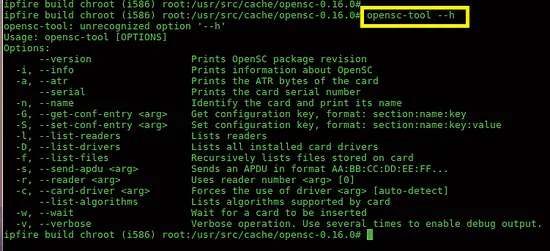 Успешная установка OpenSC в тестовой оболочке IPFire