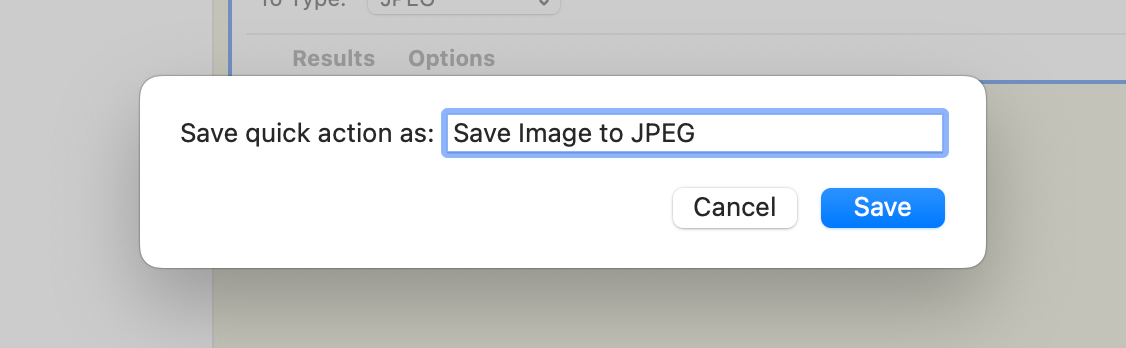 Использование созданного Быстрого действия для конвертации изображений.