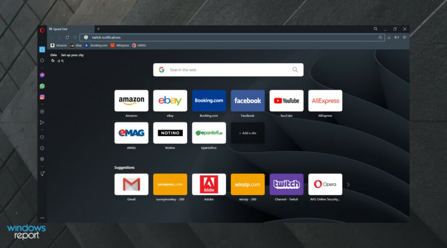 Скриншот браузера Opera: интерфейс