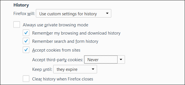 Меню Истории в Firefox