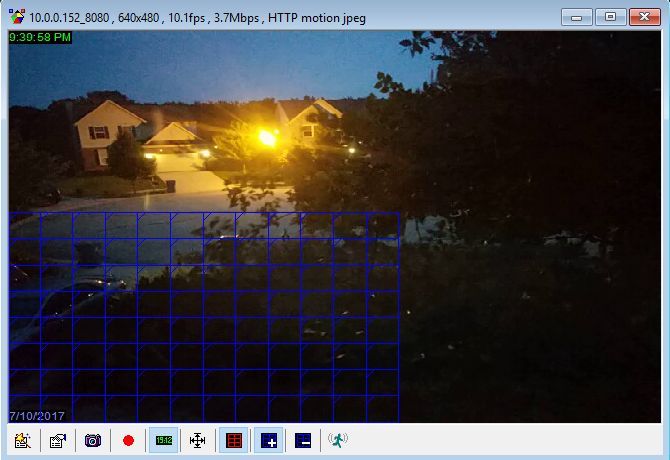 Сетка зон детекции движения, где можно включать и выключать области реагирования