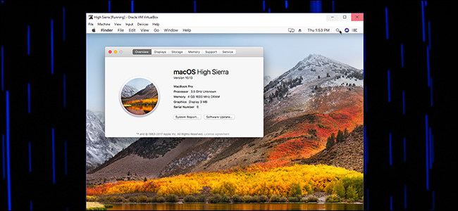 macOS High Sierra в VirtualBox на Windows