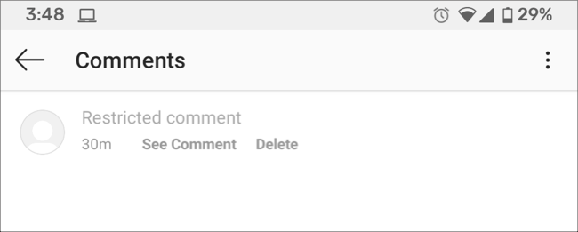 Режим ограничения комментариев в Instagram