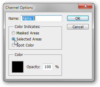 Панель каналов: примечание про цвет альфа-канала
