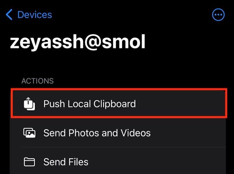 pushing clipboard content from iPhone to Linux over KDE Connect