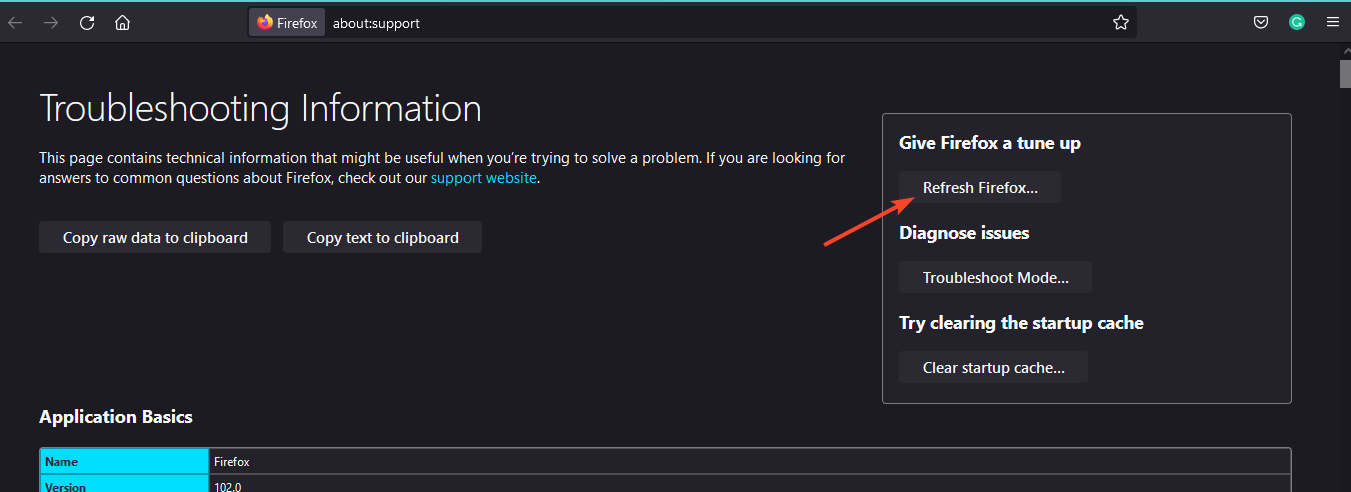 Кнопка «Обновить Firefox»