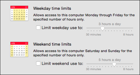 Настройка лимитов времени в OS X