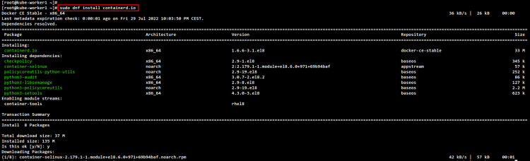 Установка containerd через dnf