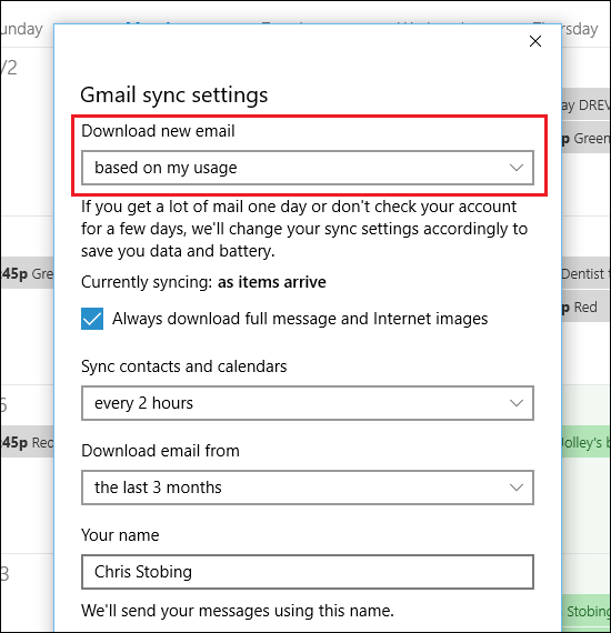 Отключение синхронизации почты для привязанного аккаунта
