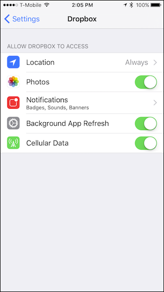Разрешения Dropbox на iOS — доступ к местоположению
