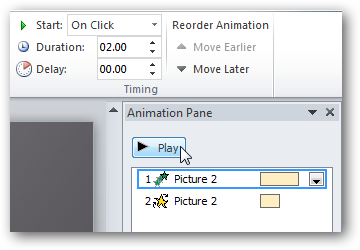 Кнопка Play в Панели анимации