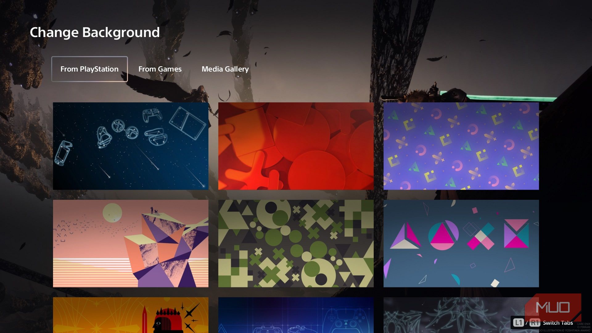 Выбор фоновой темы для Welcome Hub PS5