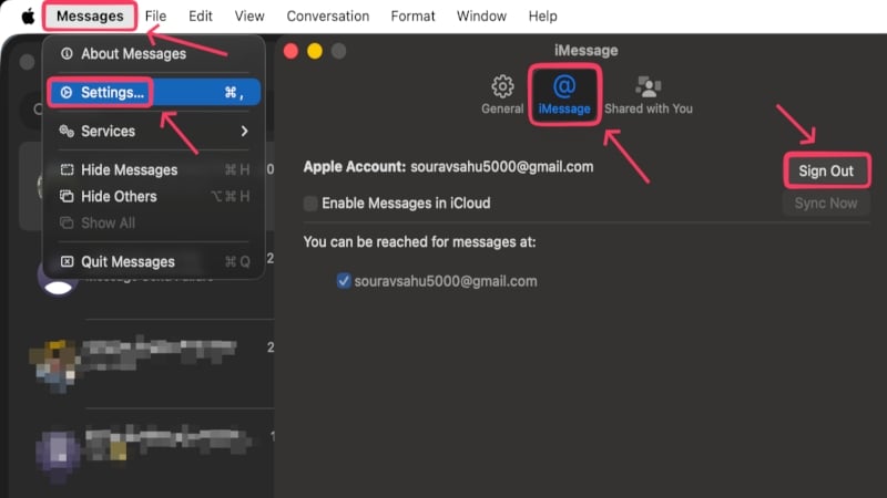 Выход из iMessage